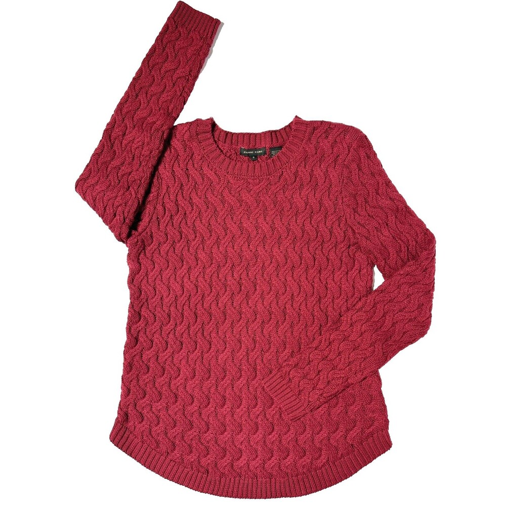 Jeanne Pierre Red Wine 100% Cotton Cable Knit Sweater Womern's Size S